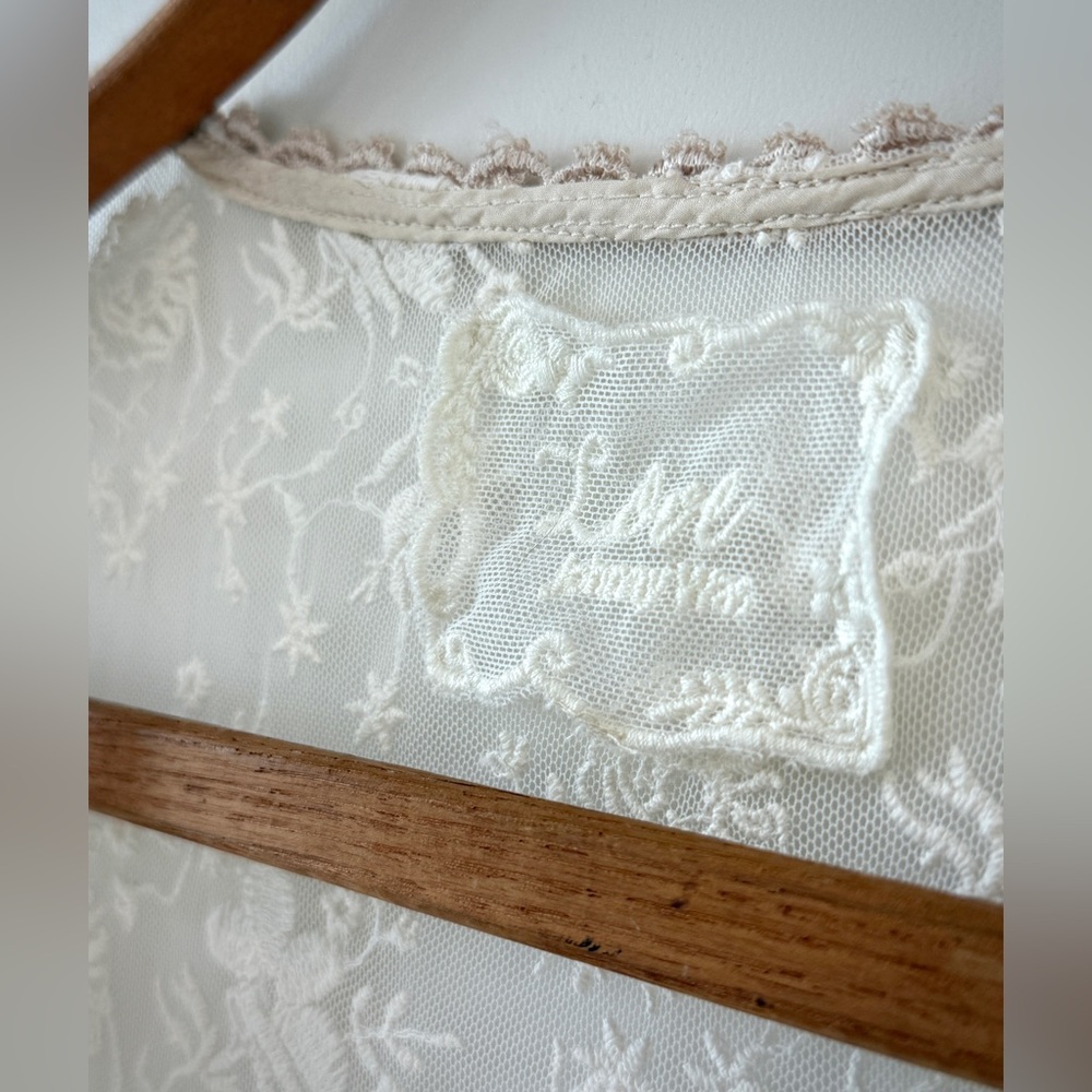 Johnny Was All White Lace Asymmetrical Short Sleeve Baby Doll Dress - Picture 13 of 13